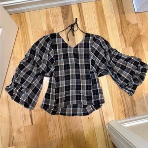 Maurices Black and White Plaid Blouse